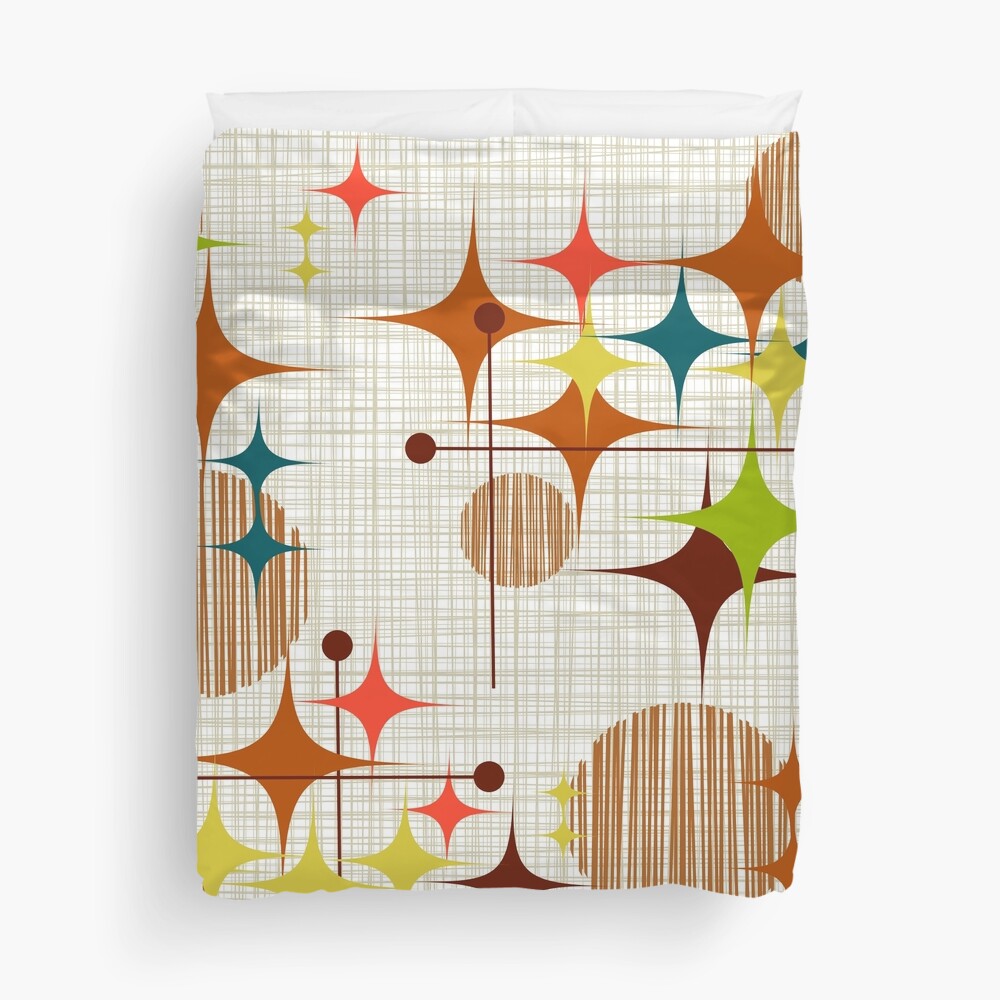 Eames Era Starbursts and Globes 4 (bkgrnd) Duvet Cover