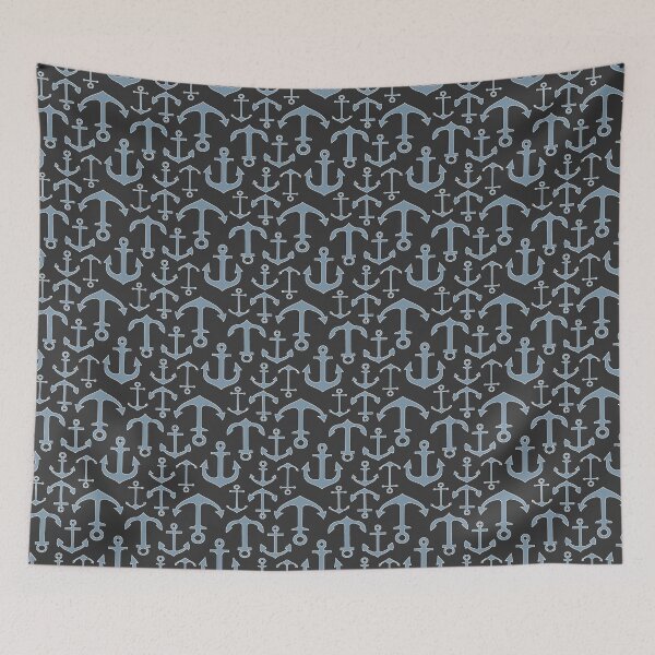 Item preview, Blue Anchors on Black designed and sold by TLTextiles.