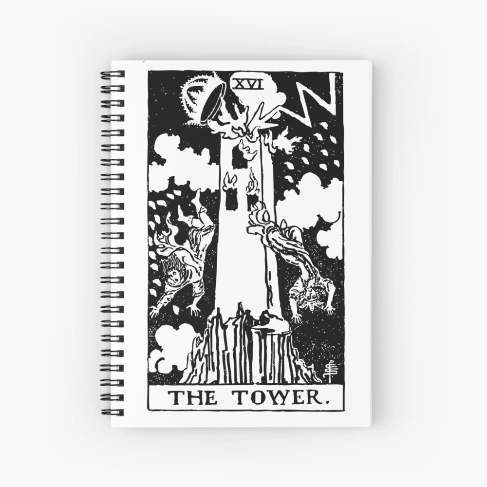 Tarot Card : The Tower black & white
