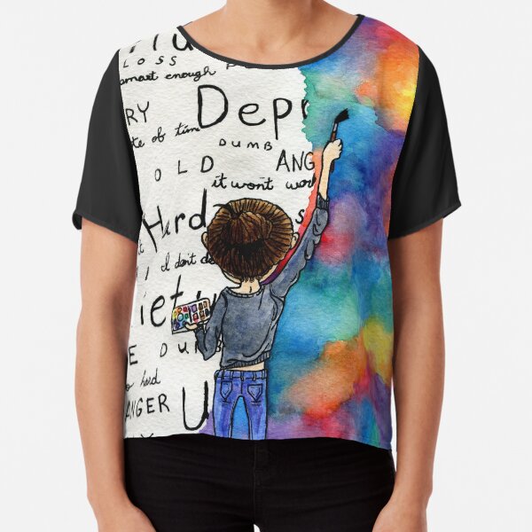 Always Keep Fighting Watercolor Painting (2015) REVAMP Chiffon Top