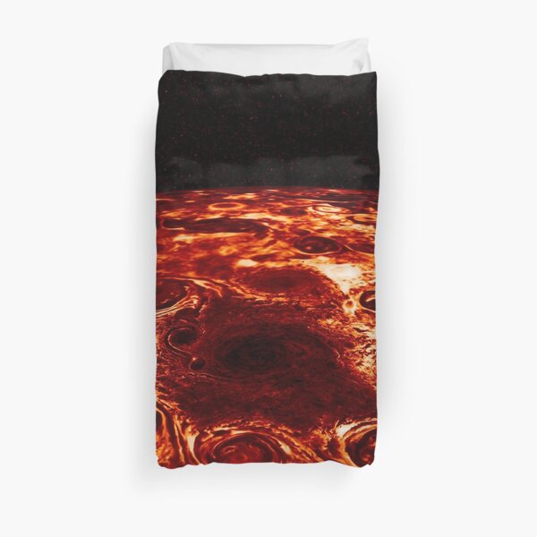 JIRAM imagery of Jupiter's north pole and its hypnotic, seemingly stable arrangement of eight cyclones around a central, large vortex Duvet Cover