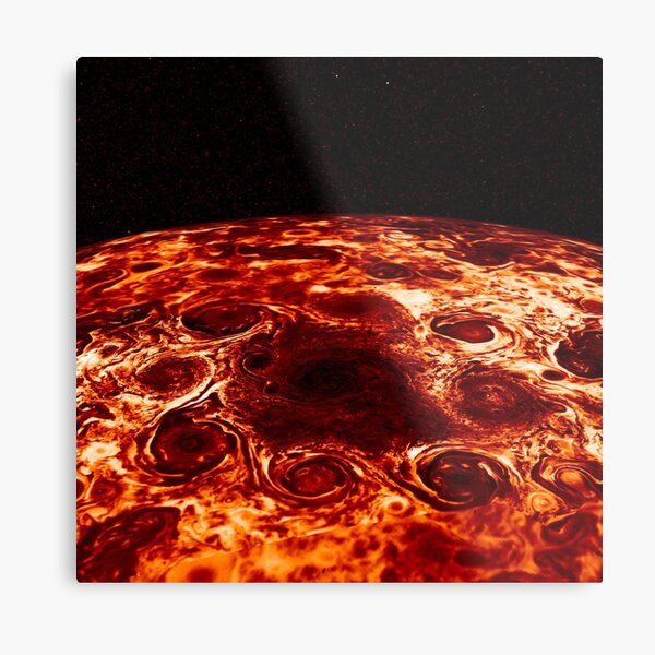 JIRAM imagery of Jupiter's north pole and its hypnotic, seemingly stable arrangement of eight cyclones around a central, large vortex Metal Print