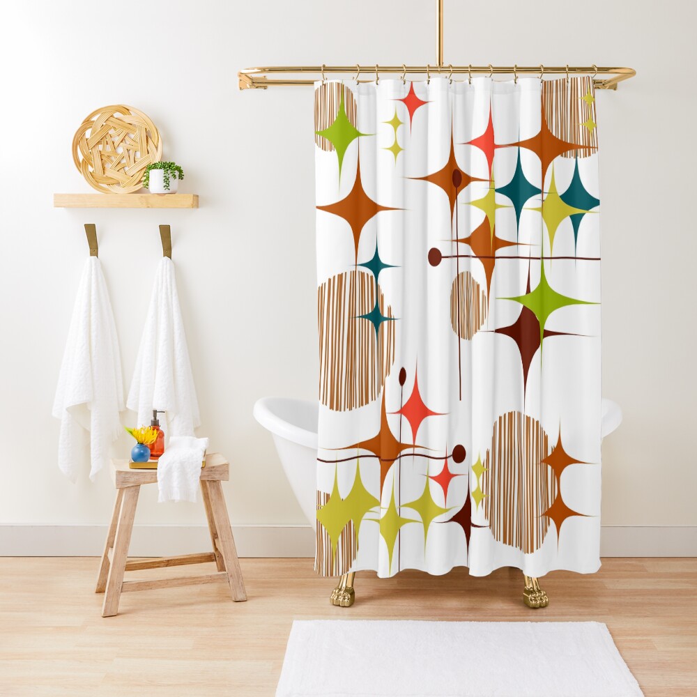 Eames Era Starbursts and Globes 4 Shower Curtain