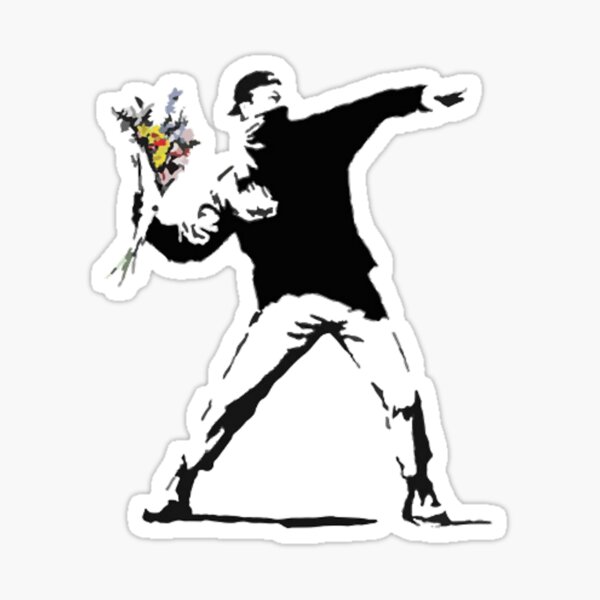 Vista previa del artículo con la obra «Camiseta del lanzador de flores Banksy», diseñado y vendido por Mysagi.