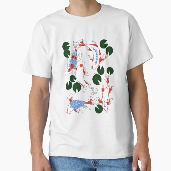 Red and blue koi fish pond. Japanese Print Pattern Classic T-Shirt