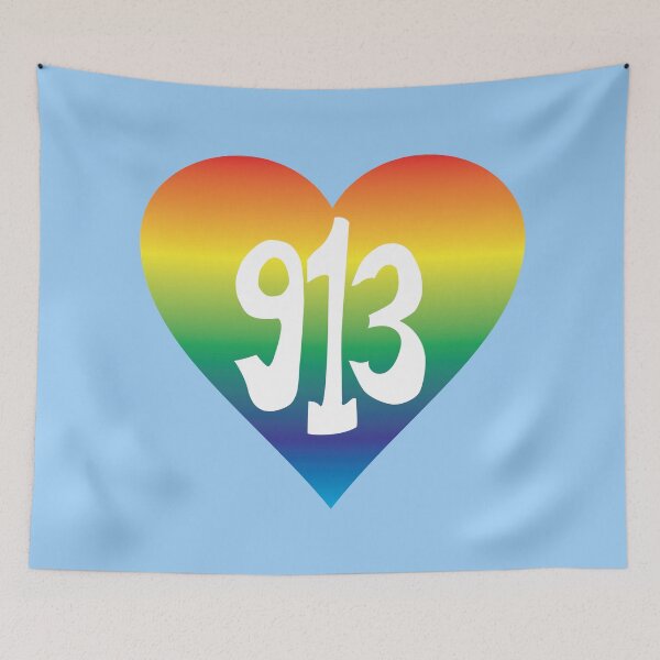 Item preview, Hand Drawn Kansas Pride Rainbow Heart 913 Area Code designed and sold by itsrturn.
