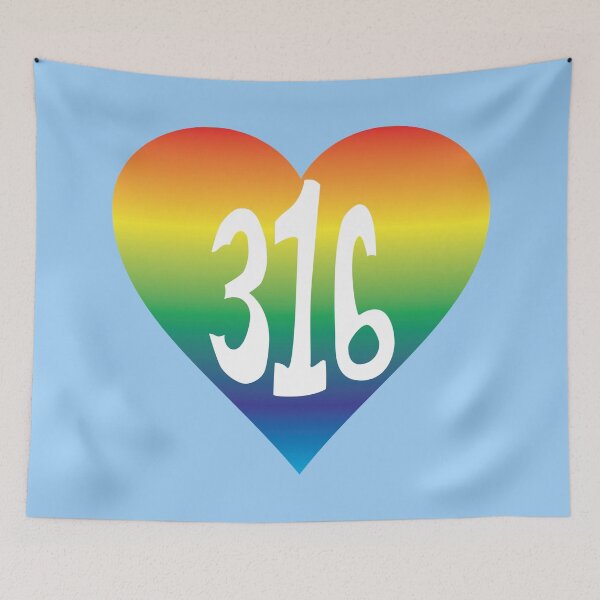Item preview, Hand Drawn Kansas Pride Rainbow Heart 316 Area Code designed and sold by itsrturn.