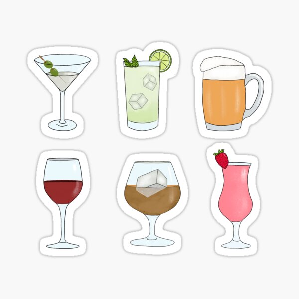 Party Drink Stickers, Vacation Party Mixed Drinks 