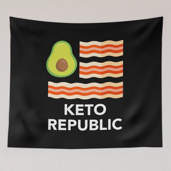 Item preview, Keto Diet Ketogenic Food Bacon Avocados Funny Flag Republic  designed and sold by CreatedByHeidi.