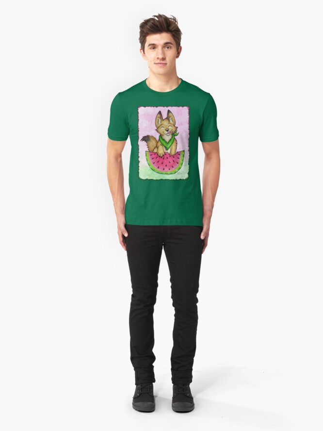 Alternate view of Melon Coyote - Clothing and Stickers! Slim Fit T-Shirt