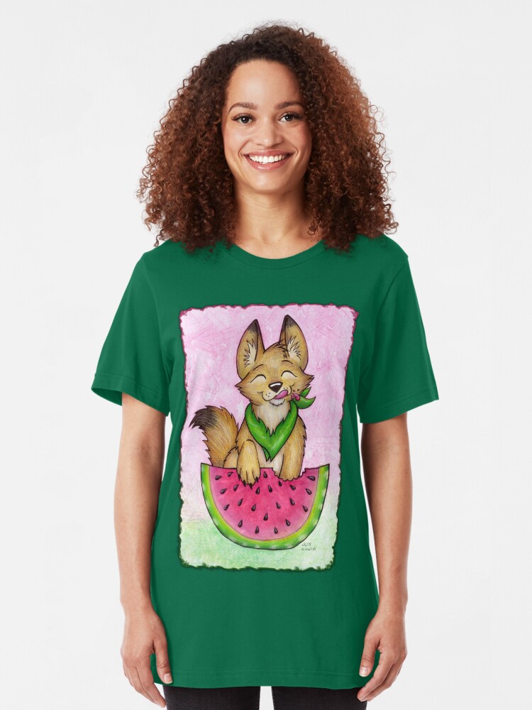Alternate view of Melon Coyote - Clothing and Stickers! Slim Fit T-Shirt