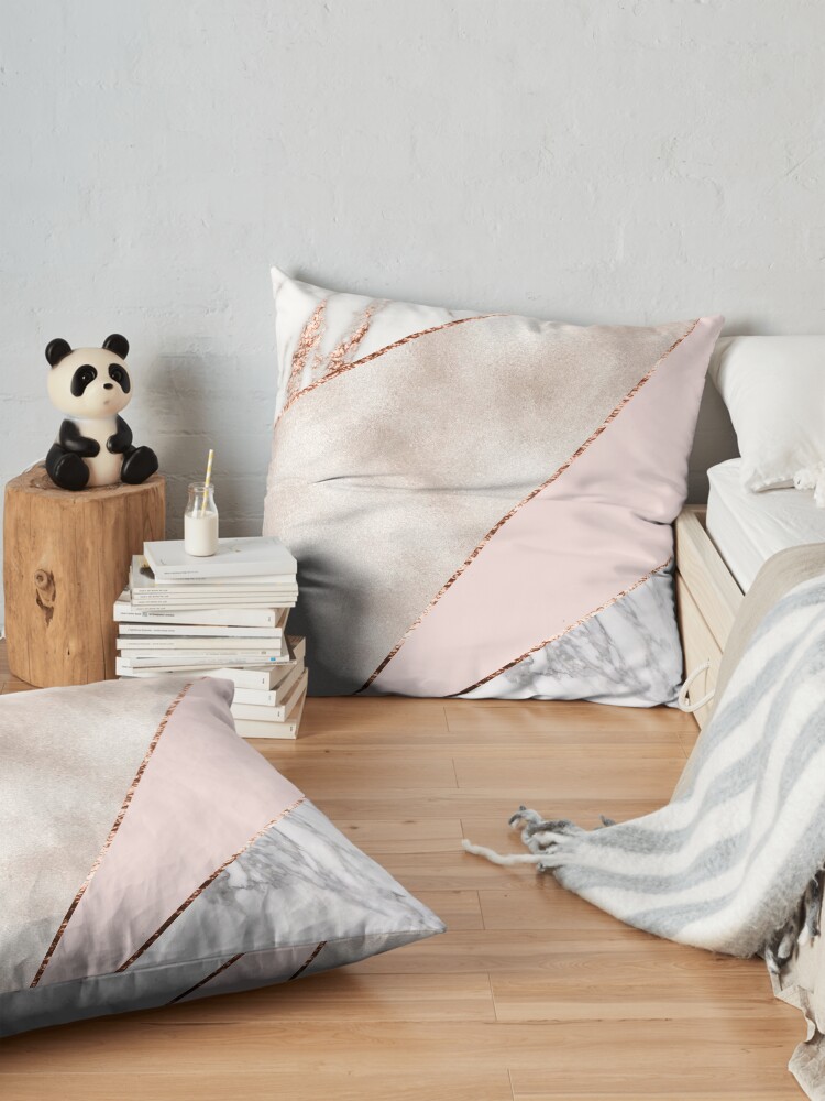 Alternate view of Spliced mixed rose gold marble Floor Pillow