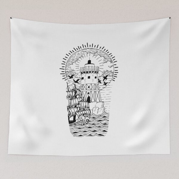 Item preview, Boat and Lighthouse Tattoo designed and sold by MaplewoodMerch.