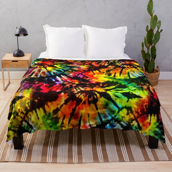 Psychedelic rainbow swirl plush throw blanket - eccentric buying trippy hippy home abstract art print