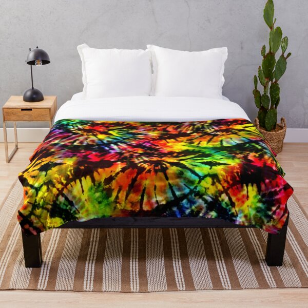 Vivid Psychedelic Hippy Tie Dye Throw Blanket