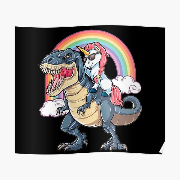 T-Rex Dinosaur Riding Cartoon Unicorn Rainbow Youth Trackpants