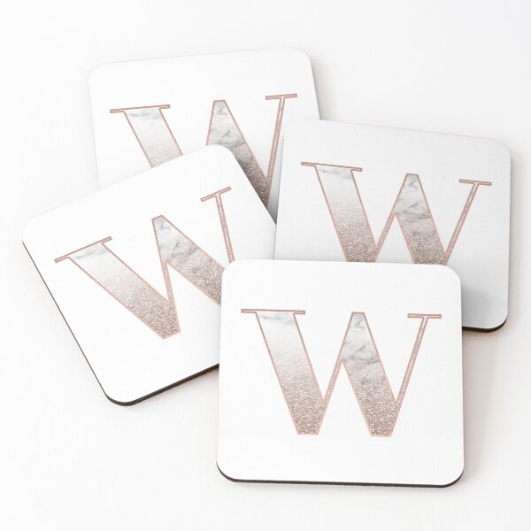 Item preview, Monogram rose gold glitter marble W designed and sold by marbleco.