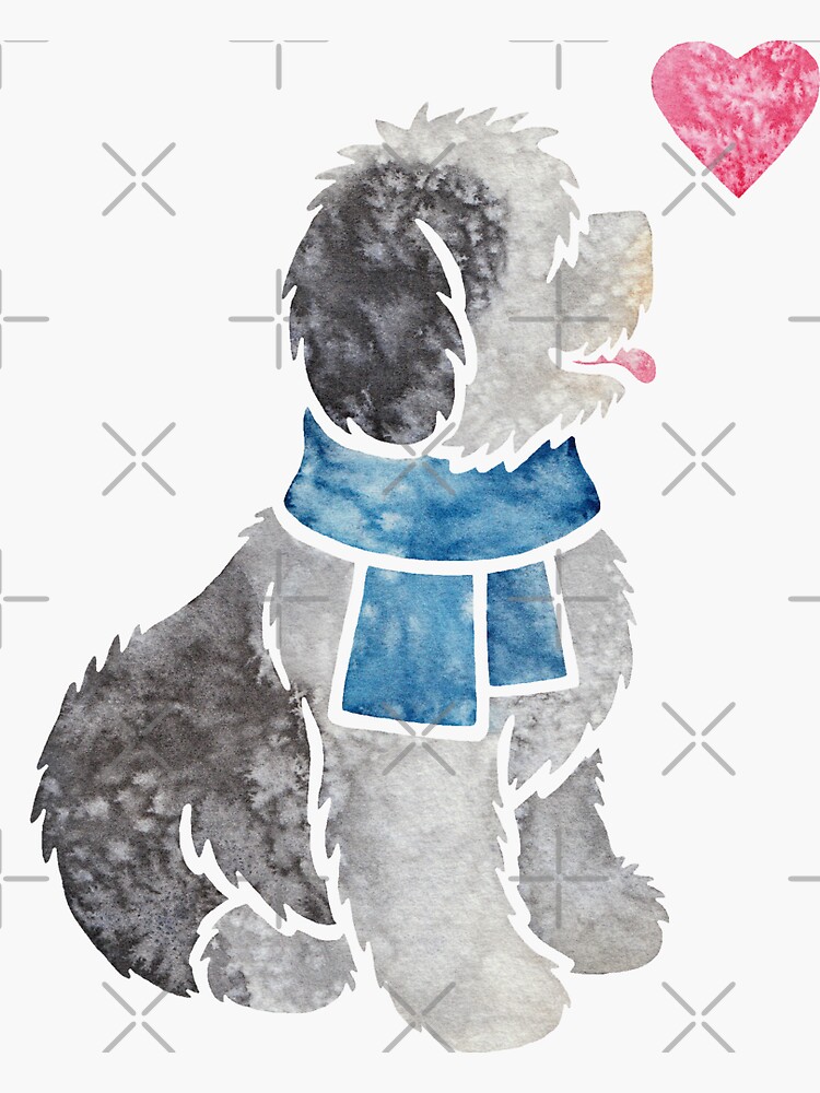 Old English Sheepdog Sticker for Sale by animalartbyjess