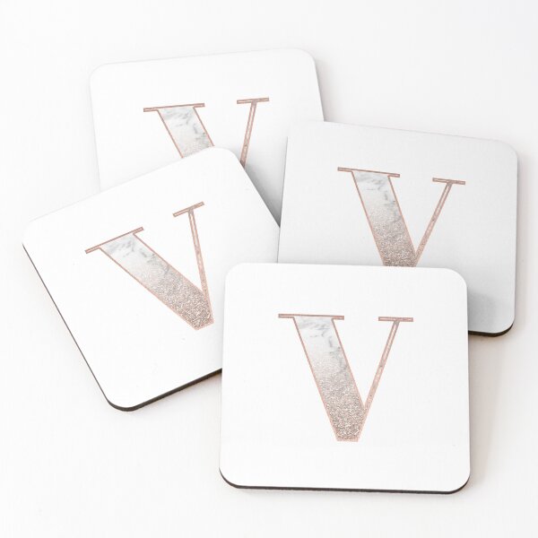Item preview, Monogram rose gold glitter marble V  designed and sold by marbleco.