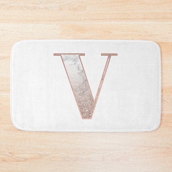 Item preview, Monogram rose gold glitter marble V  designed and sold by marbleco.
