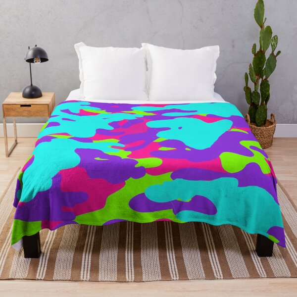 Item preview, Neon Purple Pink Blue and Lime Green Camo Camouflage designed and sold by funnytshirtemp.