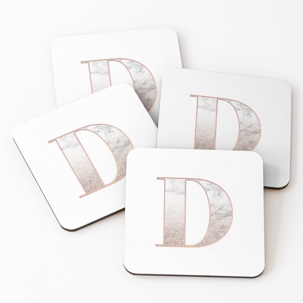 Item preview, Monogram rose gold glitter marble D designed and sold by marbleco.