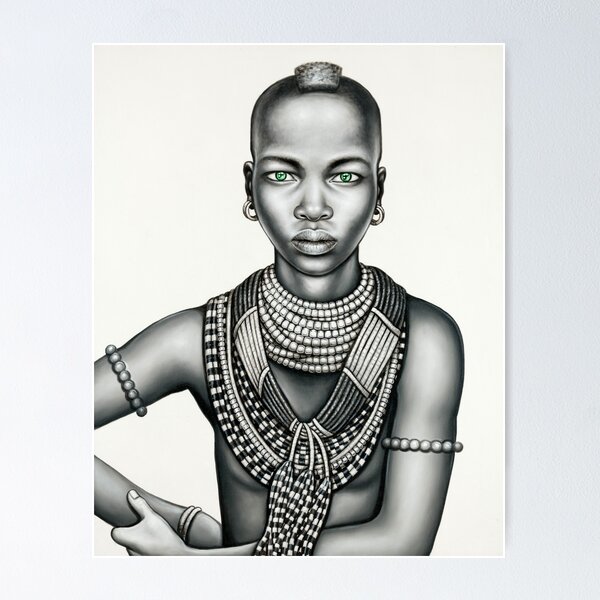 Vista previa del artículo con la obra «Chica Tribal Con Mohawk Y Ojos Verdes.», diseñado y vendido por colourclash.