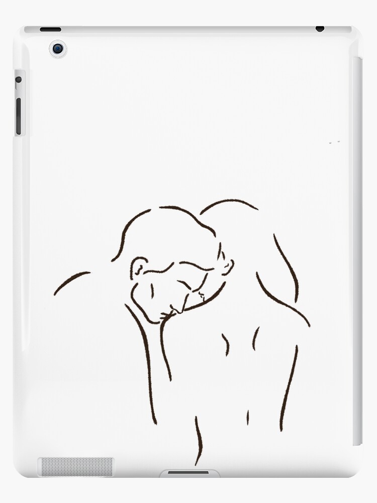 Shoulder Kiss Couple Cute Line Art Drawing Ipad Case Skin By Awhalesong Redbubble