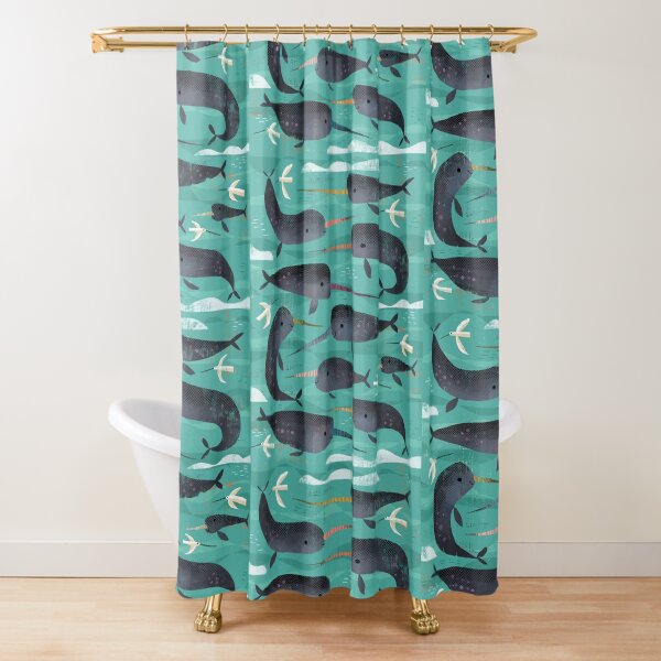 Narwhals and Narbirds Shower Curtain