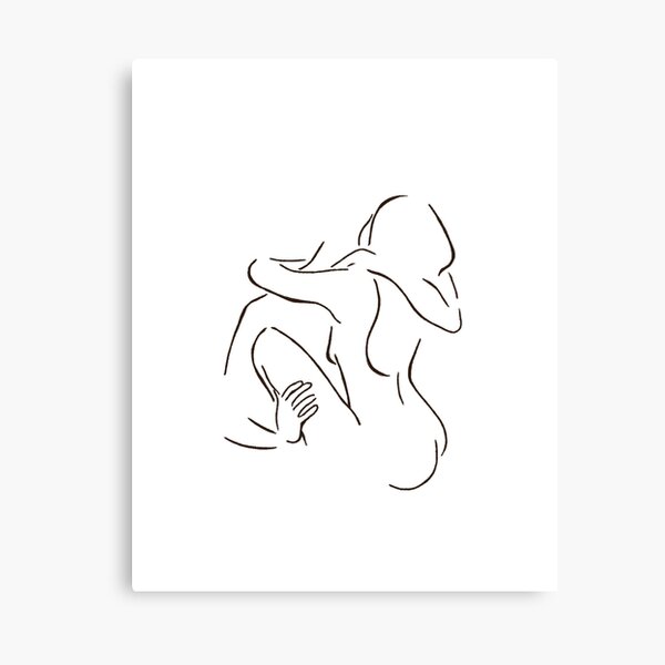 Kissing Couple Line Art Drawing Love Kiss Minimalism Black Contour Canvas Print By Awhalesong Redbubble