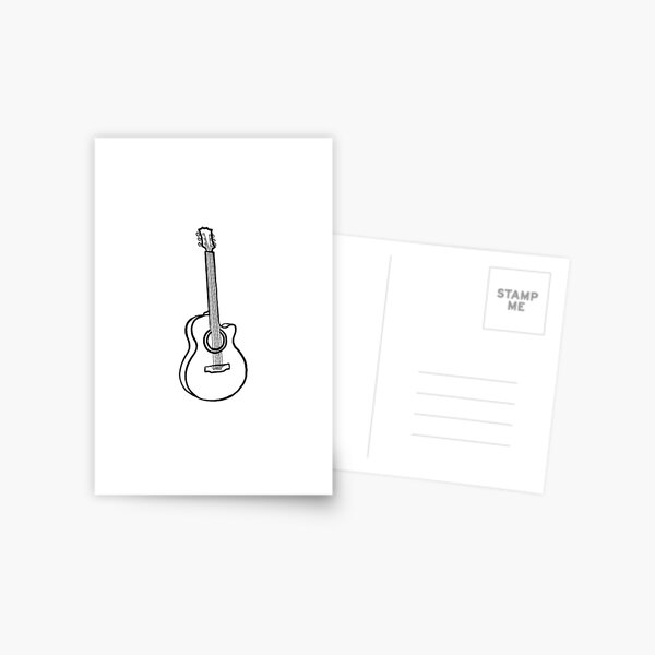 Guitar Sketch Music Art Black Outline Drawing Postcard For Sale By Printsactually Redbubble 