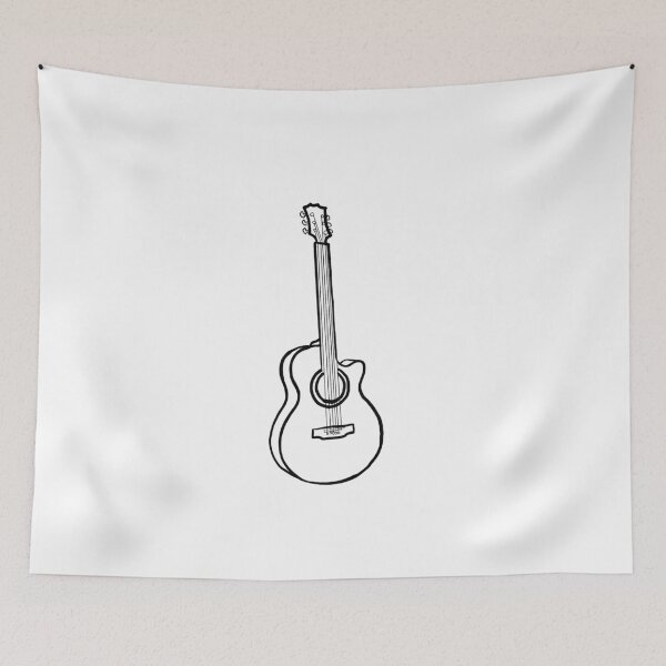 Item preview, Guitar sketch music art black outline drawing designed and sold by Prints Actually.