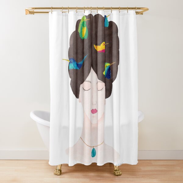 Bird Brain - gouache portrait Shower Curtain