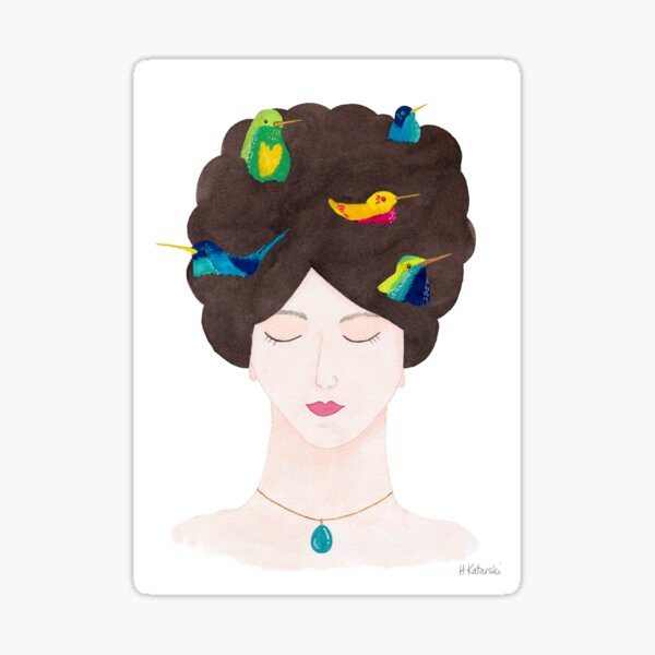 Bird Brain - gouache portrait Sticker