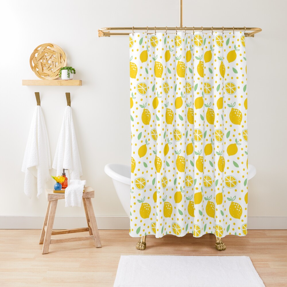 "Yellow Lemon Print Pattern " Shower Curtain by semas Redbubble