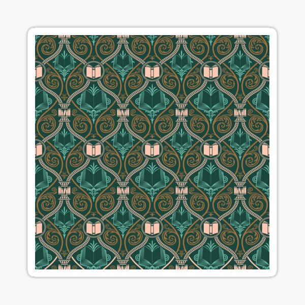 Bibliophile Damask Sticker