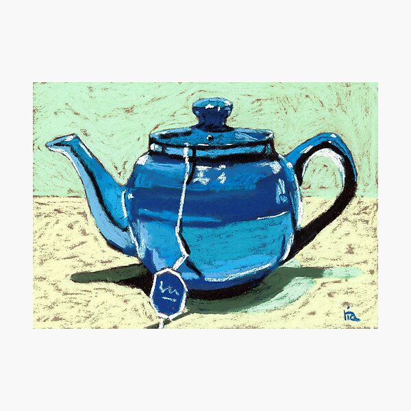 Tea time - blue teapot Photographic Print