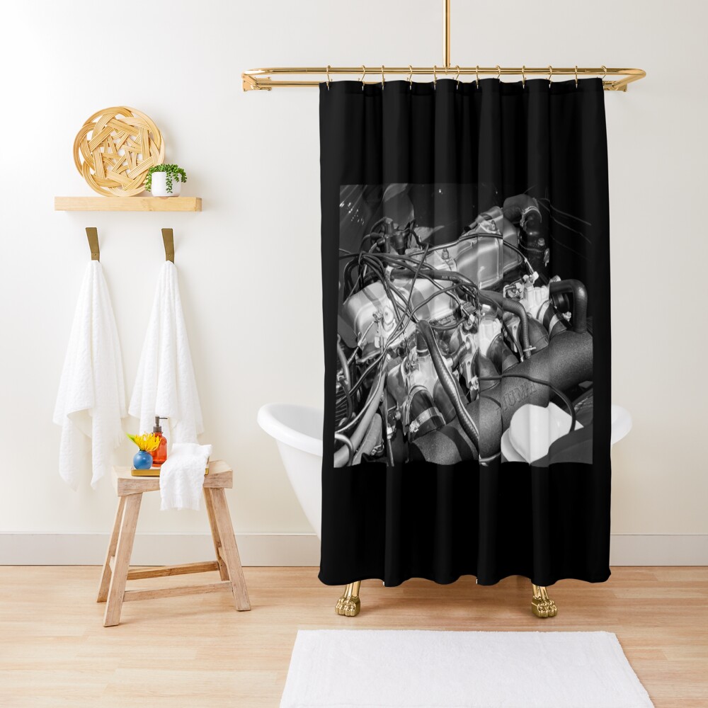 Classic Triumph TR6 Engine Shower Curtain