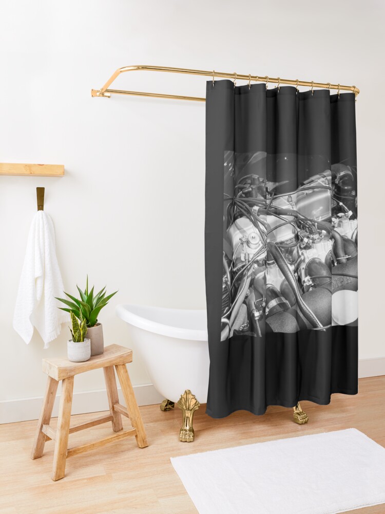 Alternate view of Classic Triumph TR6 Engine Shower Curtain