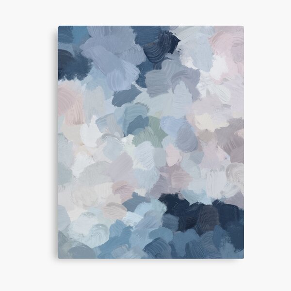Navy Indigo Gray Blue Blush Pink Lavender Abstract Art Modern Painting Canvas Print