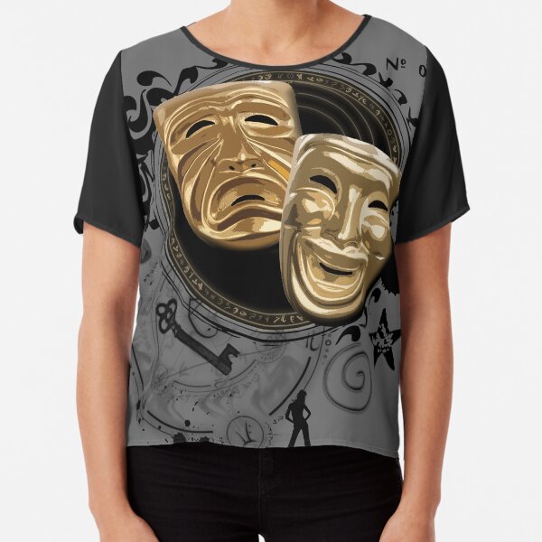 Gold Drama Masks Chiffon Top