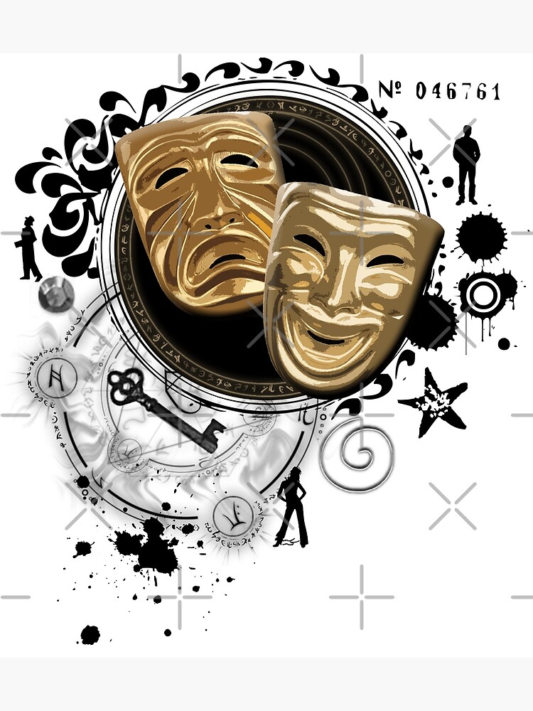 "Gold Drama Masks" Poster by incognitagal Redbubble