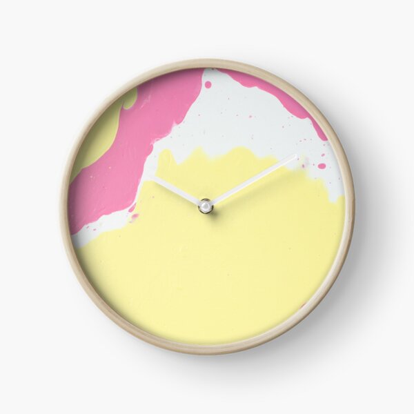 Isle of The Pink And Yellow - Abstract Acrylic Painting Clock