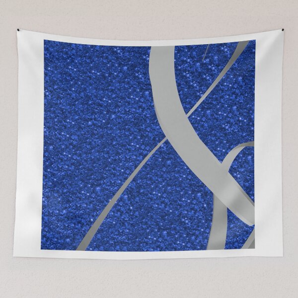 Item preview, Silver ribbons on blue glitter print designed and sold by Jamcolors.