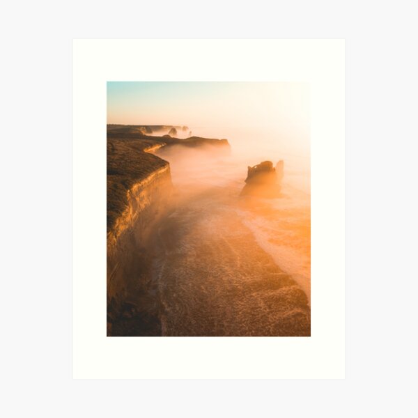 Item preview, Misty sunset broken cliff Australia designed and sold by yantastic.