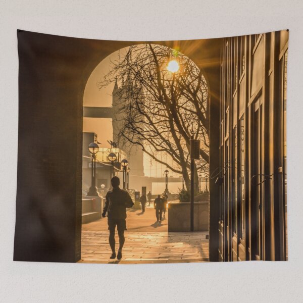 Item preview, Runner Silhouette tower bridge London behind him designed and sold by RezieMart.