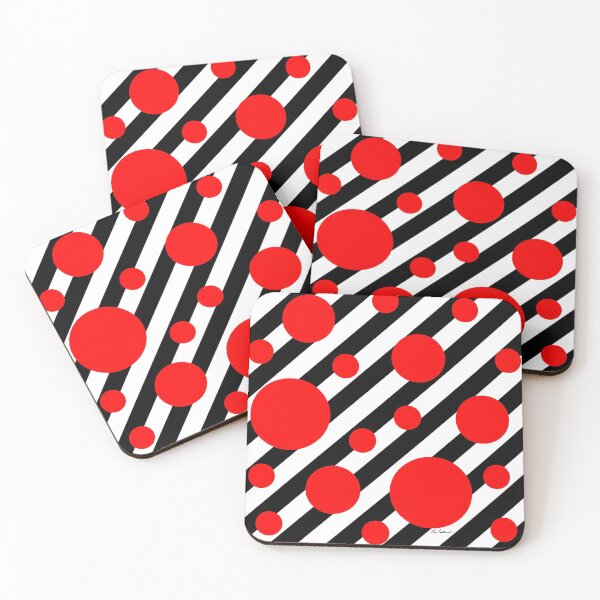 Item preview, Black & White Stripe Red Circles designed and sold by Lois Eastlund.