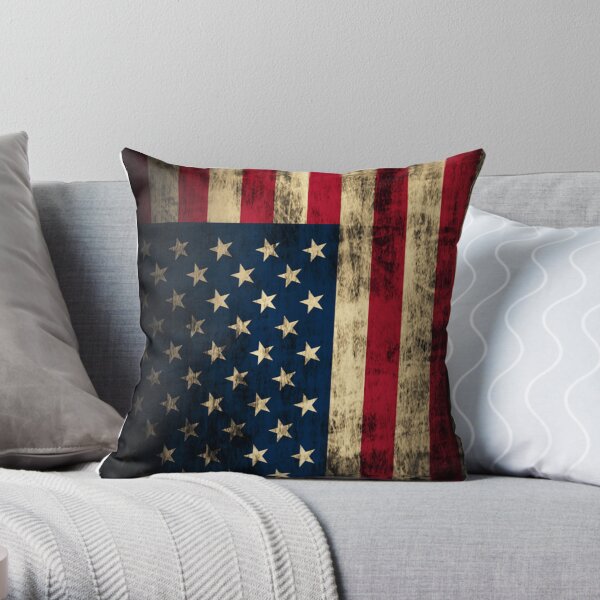 Rustic Patriotic American Flag Throw Pillow