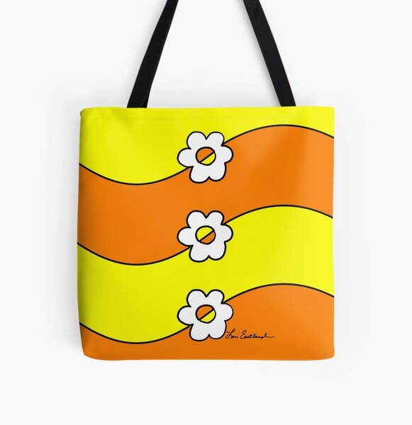 Pop Flower Waves All Over Print Tote Bag