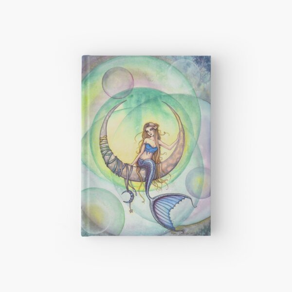 Cobalt Moon Mermaid and Crescent Moon Illustration Hardcover Journal